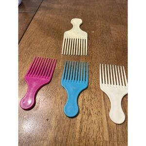 Vintage Goody Hair Pick Plus 3 Small Picks -Set. Pink ,teal and white- 4 Pieces